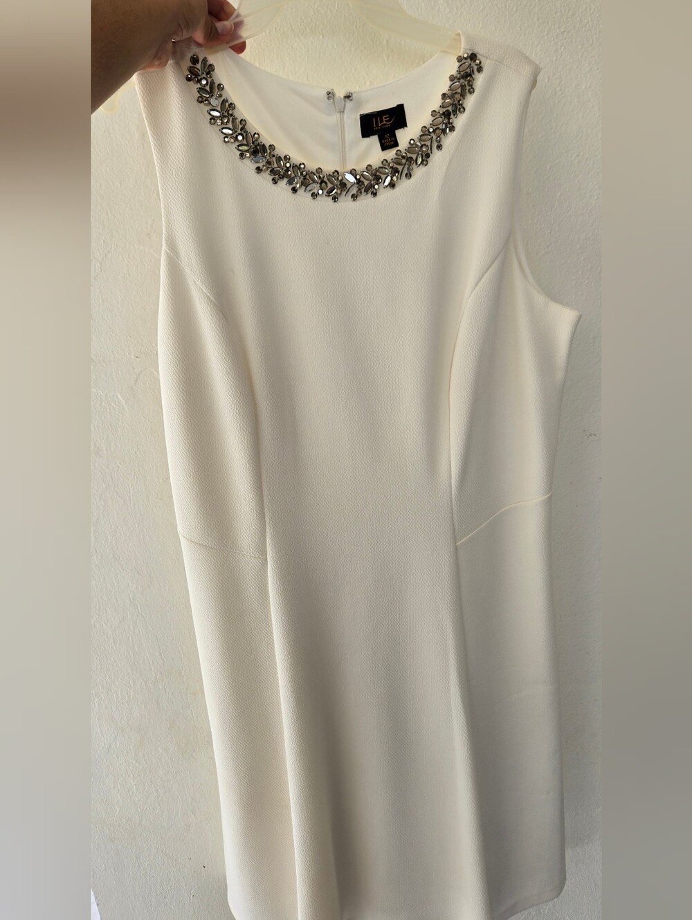 Sleeveless Ivory Embellished Neck Dress